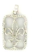Pendant Pave Shape  with Fleur De Lis. Sterling Silver 582P2552