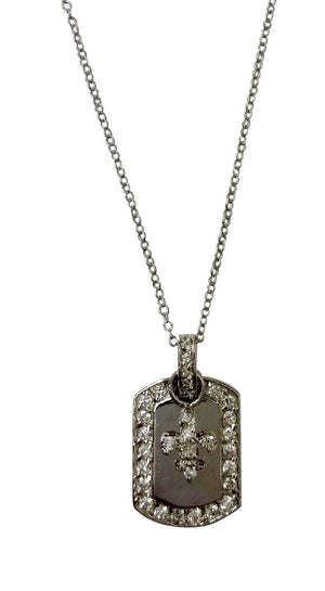 dog tag with bordered CZ pave featuring an electroplated pave S/S 582P2633