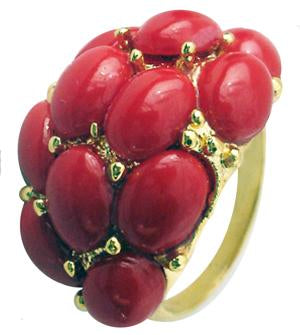Oval Stones Fashion Ring - Red