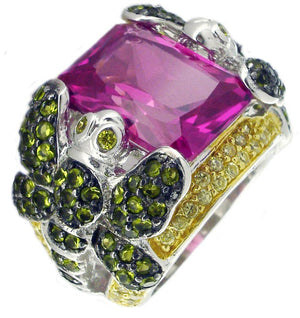 Ring Em Ctr Cz Pave Dragon Flies Sterling silver Ring 590R390