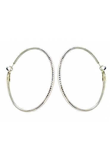 Crystal Hoop Earrings - Rhodium Plating
