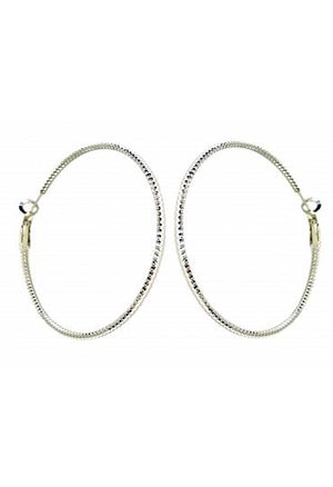 Crystal Hoop Earrings - Rhodium Plating