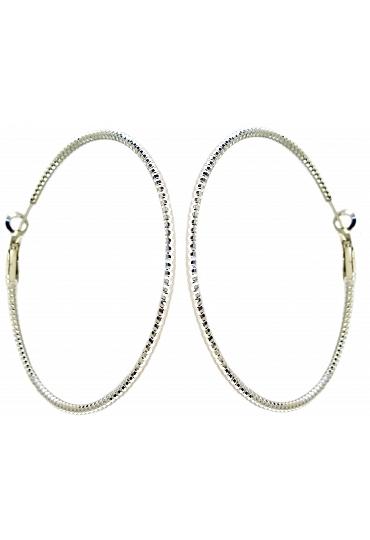 Crystal Hoop Earrings - Rhodium Plating