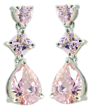 Earring Ophra Rd Sq Pr Drop Cz in S/S Rhodium