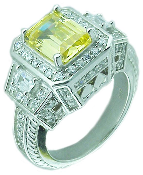 Ring Filigree Ring 2Ct Emerald Cz Sterling silver Ring 600R12757