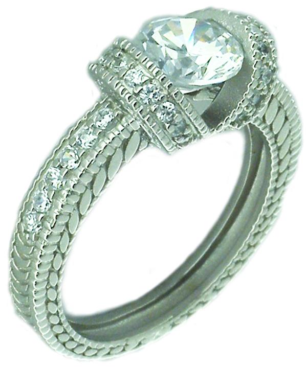 Ring Filigree Ring 3Ct Round Shape Sterling silver Ring 600R12826