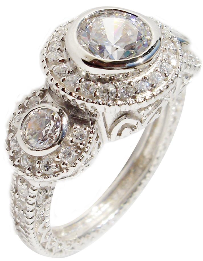 Ring  Filigree Ring Three Round Cz's Sterling silver Ring 600R13665