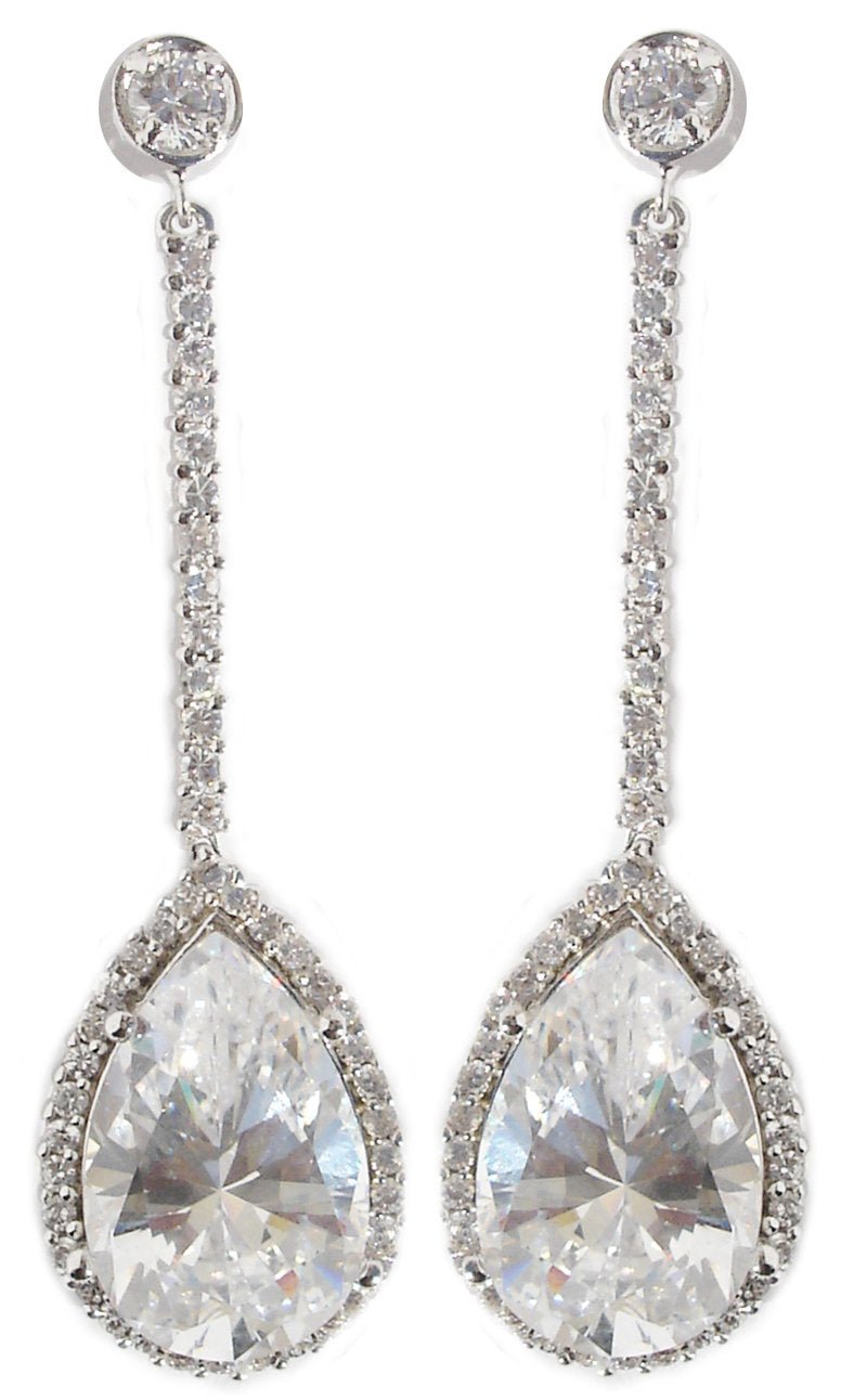 Earring Top Rd Bz Cz Pave Bar Pear Cz Drop .602E10649