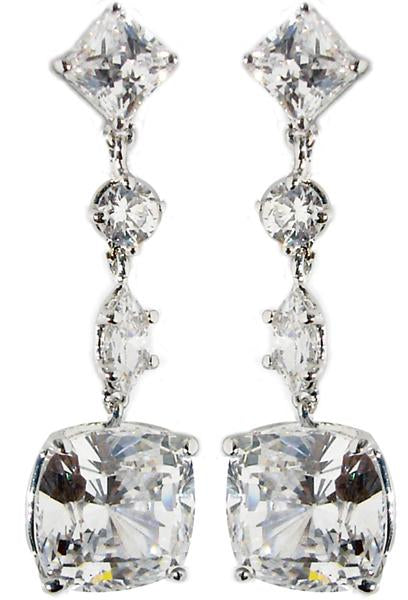 Earring Post Sq Rd Mq Cushion Cut Cz Drop.602E10848