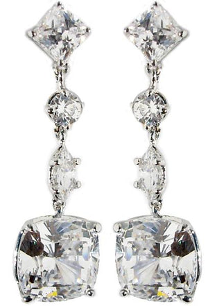 Earring Post Sq Rd Mq Cushion Cut Cz Drop.602E10848