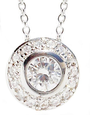 Pendant Bezel Set Pave Round Sterling Silver. 602P20209