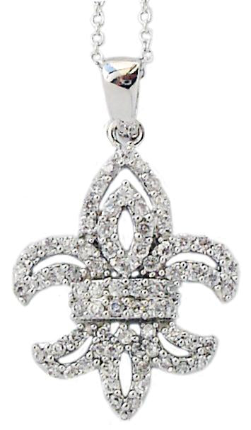 Pendant Pave Fleur De Lis Sterling Silver 602P20471