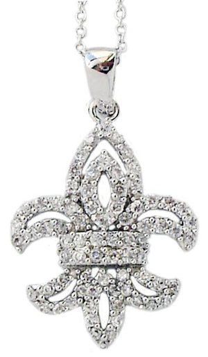 Pendant Pave Fleur De Lis Sterling Silver 602P20471