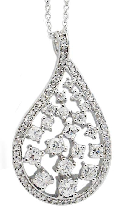 Pendant Pave Tear Drop  Sterling Silver 602P20498