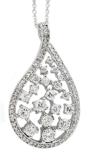 Link Pave Tear Drop Pendant with Grd Round Cz's