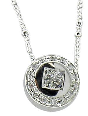 Pendant Pave  Round Sterling Silver  602P21017
