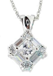 Pendant Square Cz Sterling Silver. 602P2743