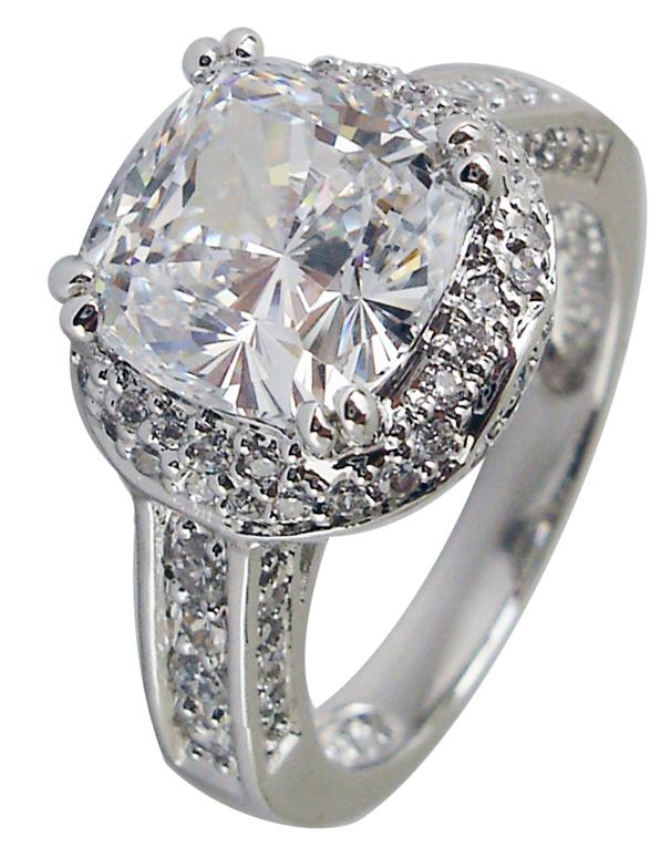 Ring Cushion Cut Center Cz Sterling silver Ring 602R71370