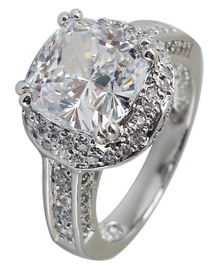 Ring Cushion Cut Center Cz Sterling silver Ring 602R71370