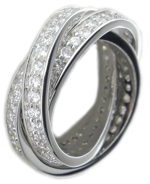 Ring Triple Rolling Pave Cz Sterling silver Ring 602R72109