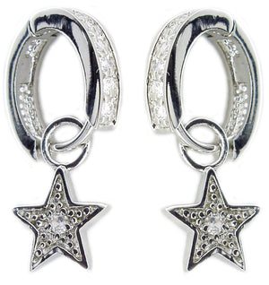 Huggie Chn Set Rd Cz in S/S Rhodium Earring