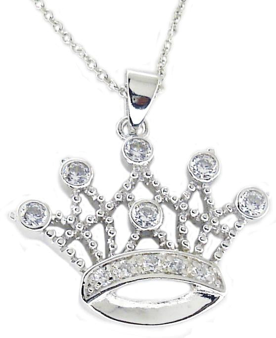 Pendant Cz Crown in S/S Rhodium. 605P0844