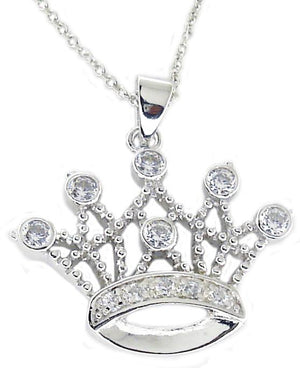 Pendant Cz Crown in S/S Rhodium. 605P0844