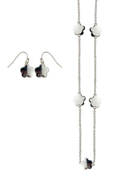 Pave Crystal Long Necklace - Silver