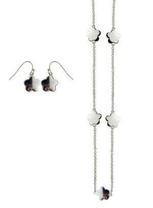 Pave Crystal Long Necklace - Silver
