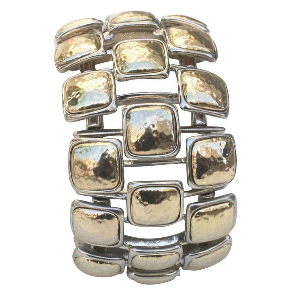 Bracelets Three row round stretchable square color stone  622B0072