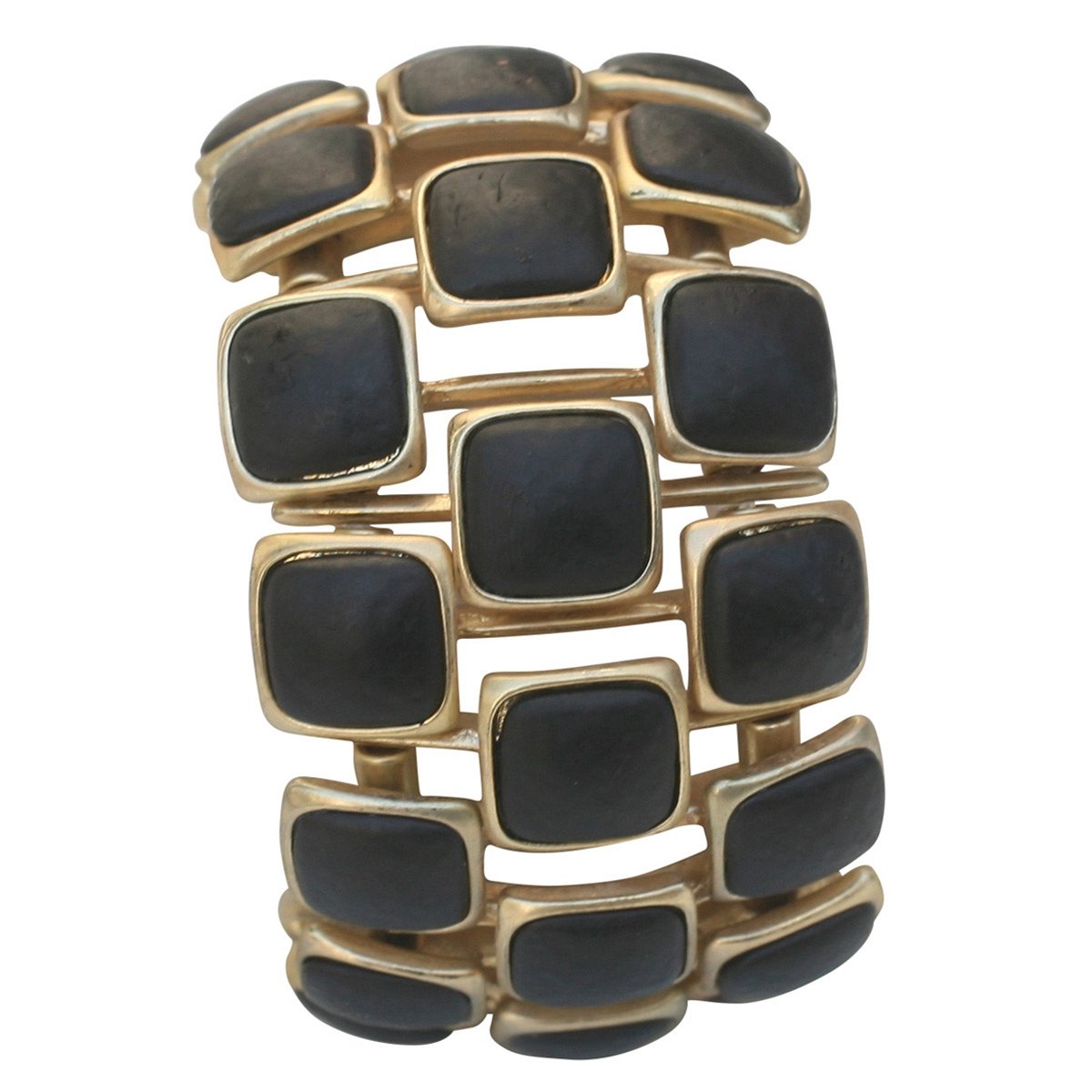 Bracelets Three row round stretchable square color stone  622B0072