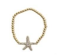 Crystal Jeweled Star Fish Center Stretch Bracelet 622B0087