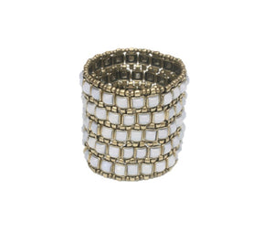 Five Rows Gold Beads Stretch Bracelet