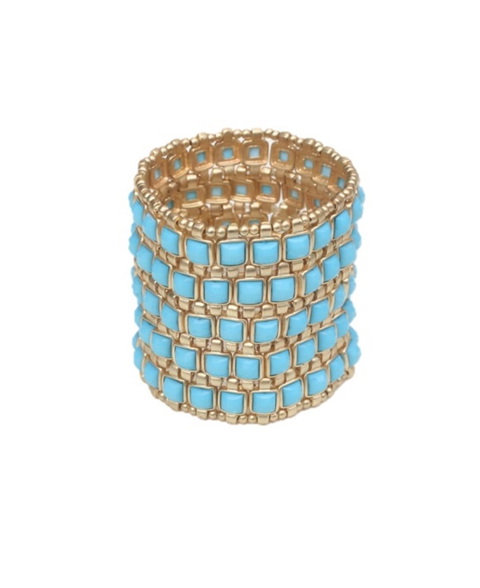 Five Rows Gold Beads Stretch Bracelet