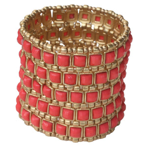 Five Rows Gold Beads Stretch Bracelet