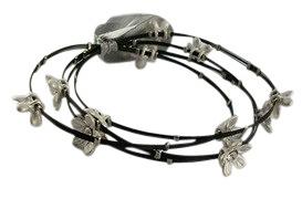 Bracelets Four Strand Colored Flower Bangles. 622B0163