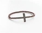 Gun Metal Plated Cross Crystal Bracelet