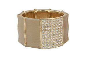 Wide Stretch Leatherette Bracelet Embellished 622B0180A
