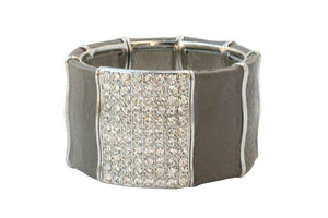 Wide Stretch Leatherette Bracelet Embellished 622B0180A