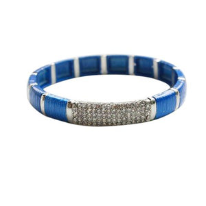 Toned Stretch Bracelet-Blue Silver