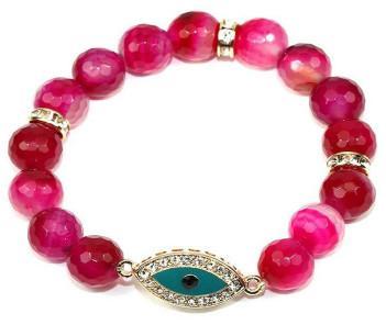 10mm genuine  marble beads tones w/Protective energy Eye crystal jeweled in-line charm 622B0331