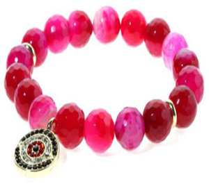 10mm genuine  marble beads with Protective energy Eye crystal jeweled round charm 622B0333