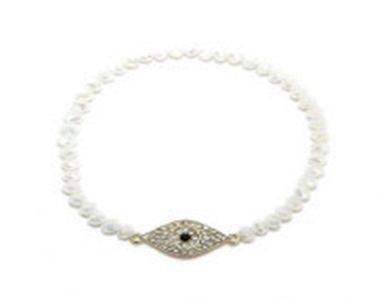 Bracelet Crystal Jeweled Eye Shaped Center Stretch . 622B0344