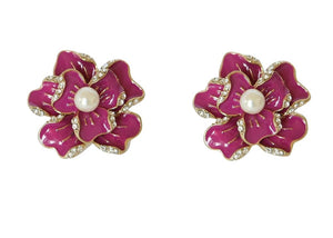 Color Flower Earring - Pink