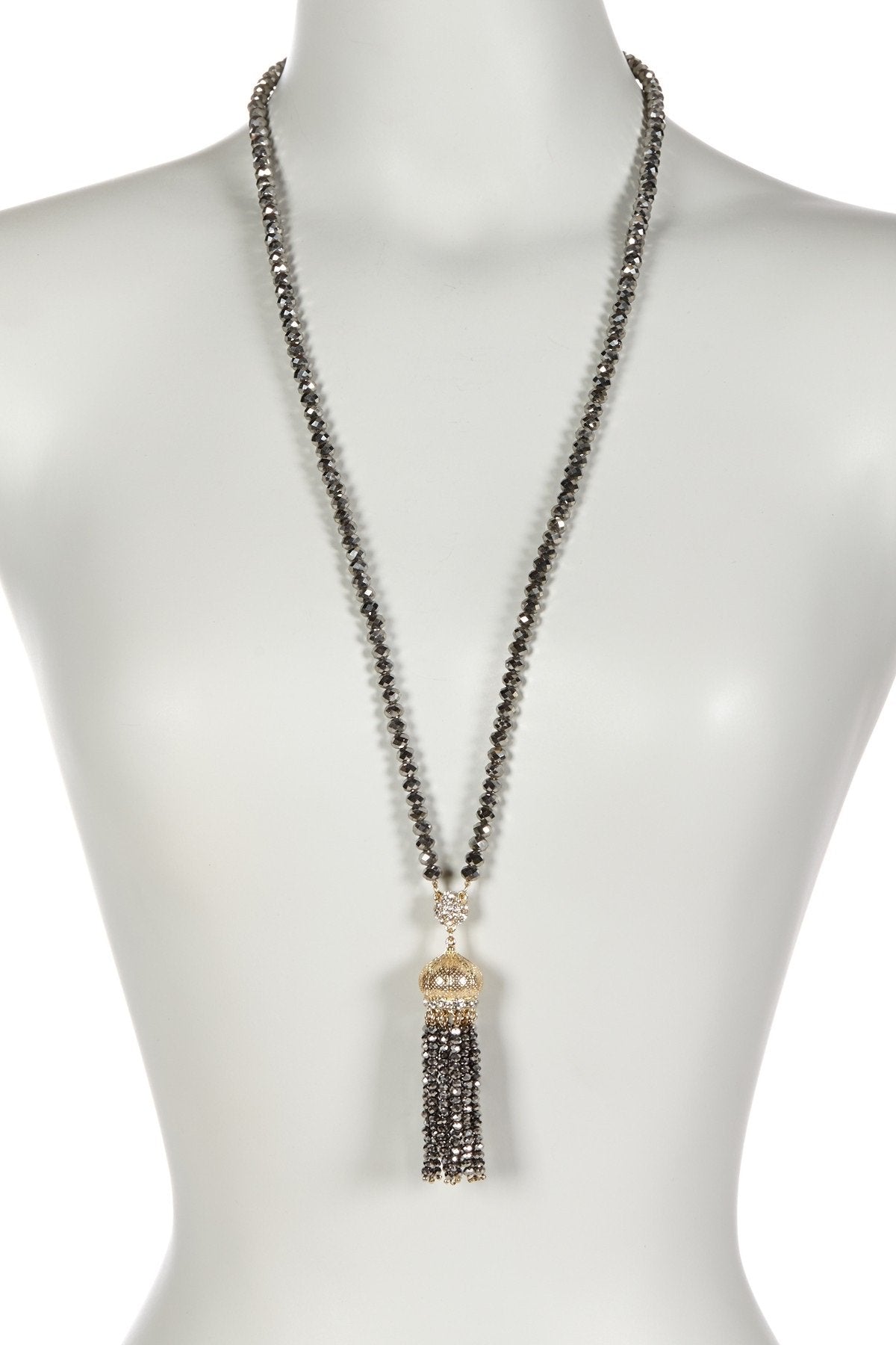 Necklace 30" Faceted Crystal Beads Tassel . 622N0130