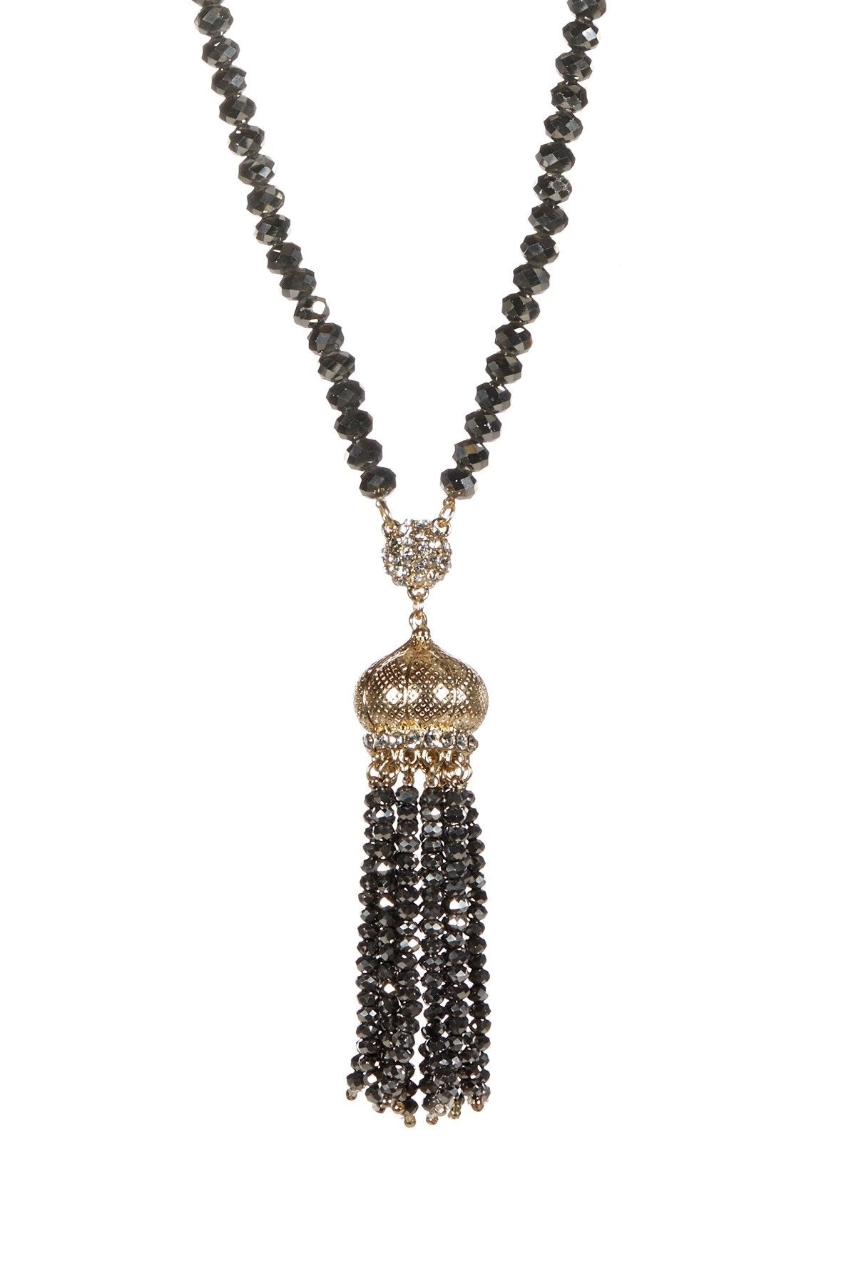 Necklace 30" Faceted Crystal Beads Tassel . 622N0130