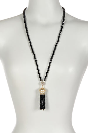 Necklace 30" Faceted Crystal Beads Tassel . 622N0130