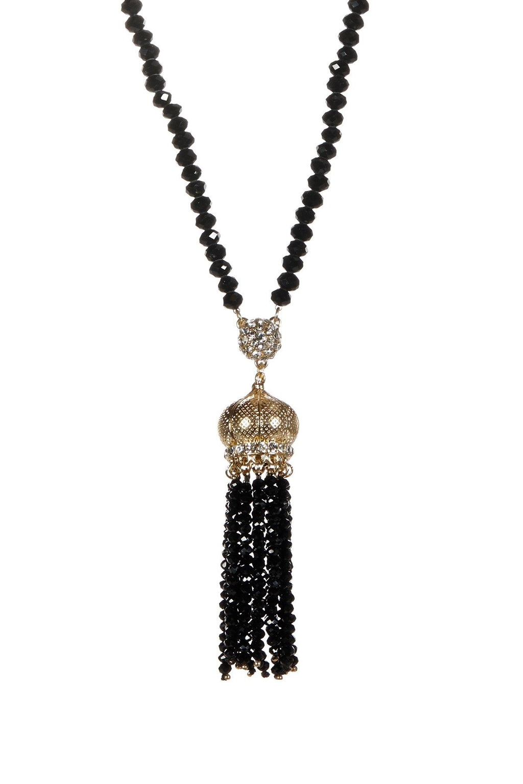Necklace 30" Faceted Crystal Beads Tassel . 622N0130