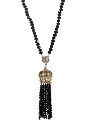Necklace 30" Faceted Crystal Beads Tassel . 622N0130