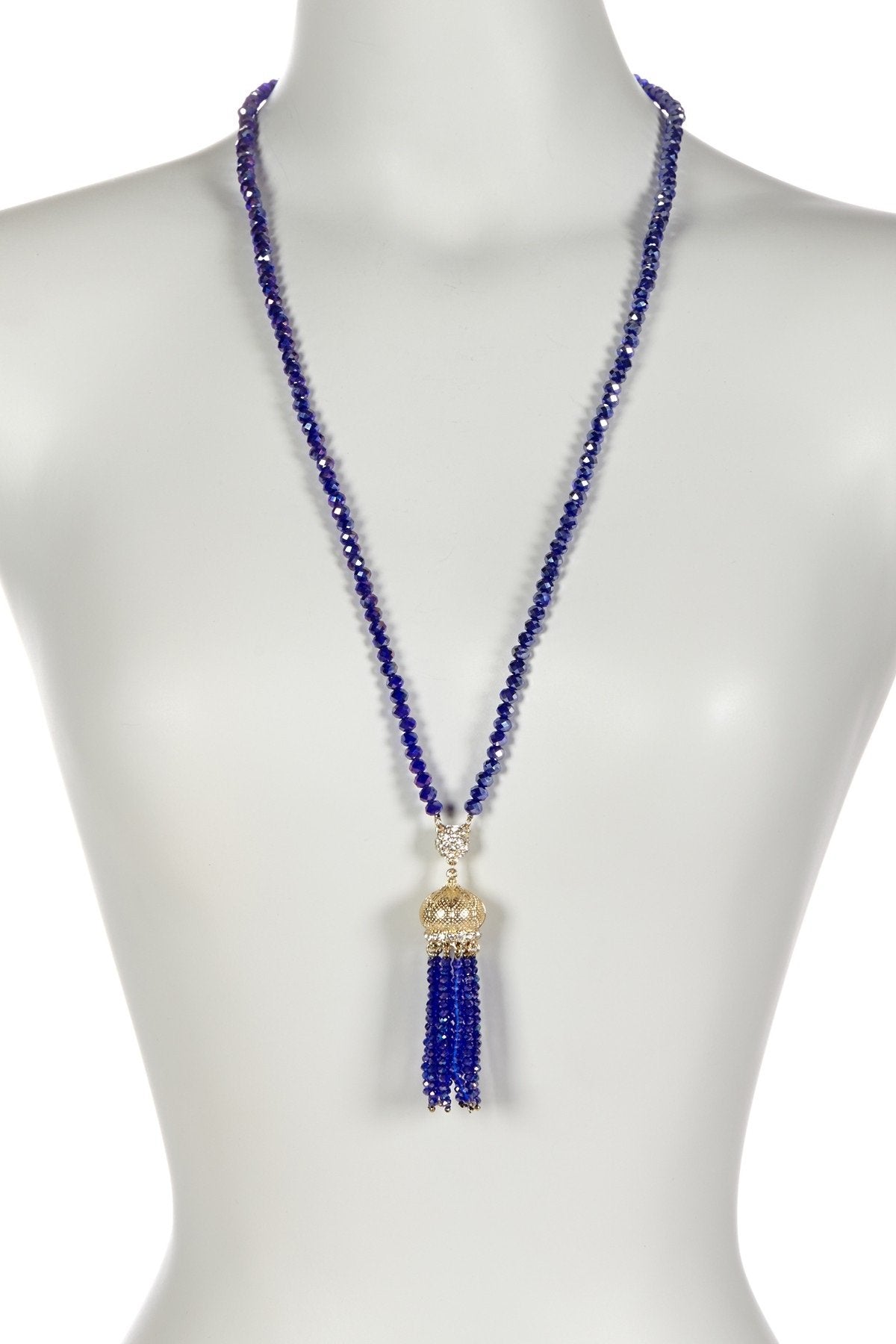 Necklace 30" Faceted Crystal Beads Tassel . 622N0130